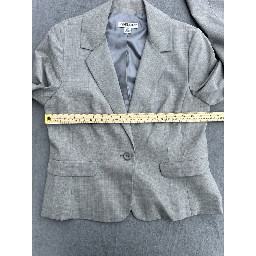 Pendleton Petite Wool Blazer Women's 10P Gray Stretch Virgin Wool Career - Picture 6 of 9